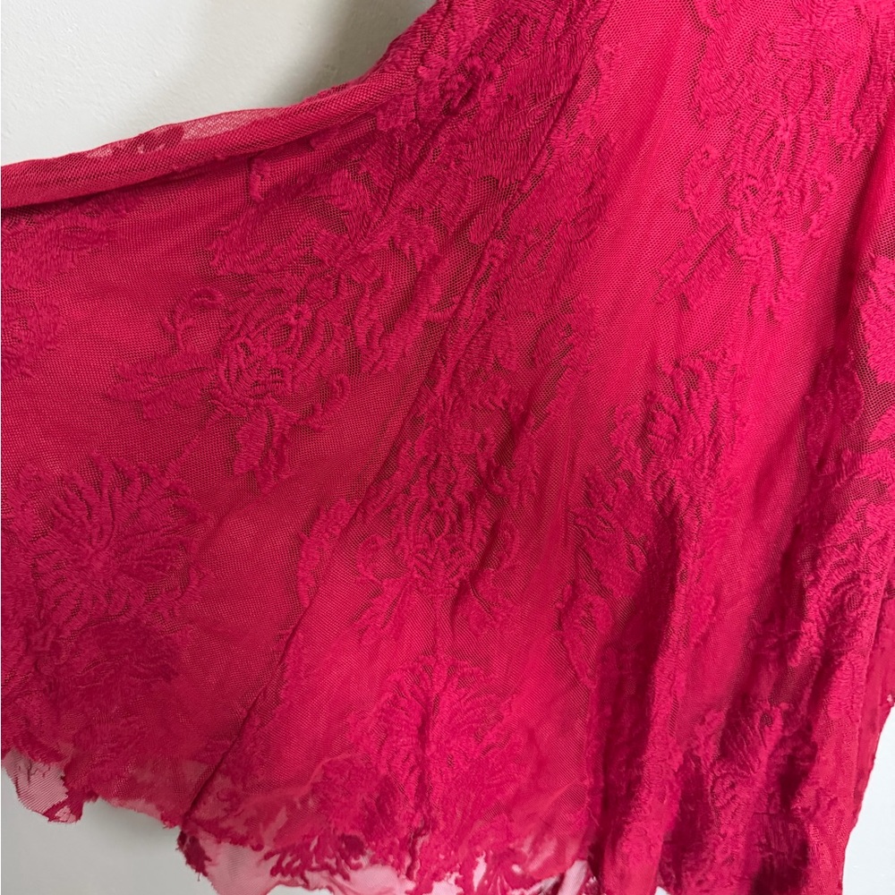 Free People Sleeveless Lace Mini Dress in Deep Rose 2 - Picture 6 of 8